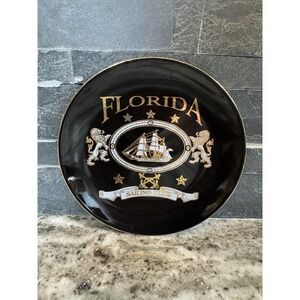 Vintage Black Porcelain Florida Tray Plate Rare‎